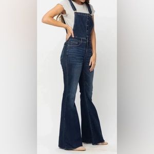 Buttoned Tummy Control Flare Overalls By Judy Blue small